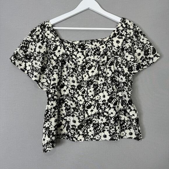 Rails Magnolia Cameo Floral Top Womens Small Black Button Front Gauze Shirt Boho - Picture 1 of 11
